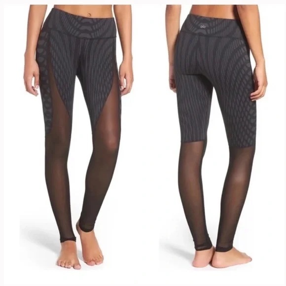 ALO Yoga Pants - ALO Yoga Black Patterned Mesh Leggings Size XS